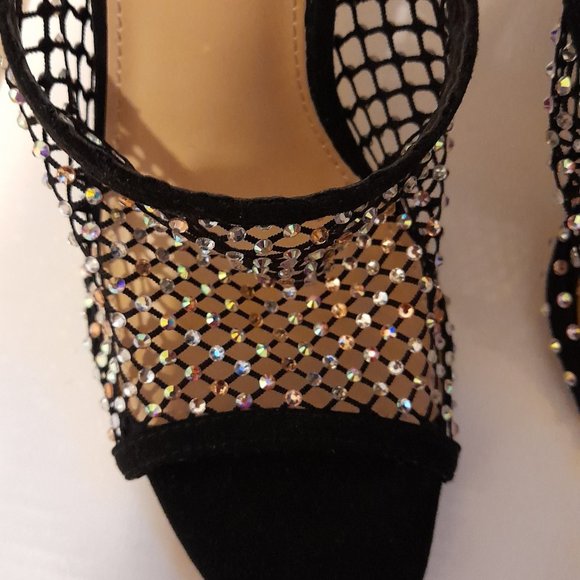 NEW Mixx Shuz Black Rhinestone Veko Sandal Size 6 - Picture 2 of 6